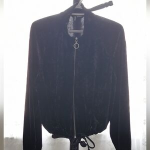 H&M  Velvet Zip-Front Bomber Jacket